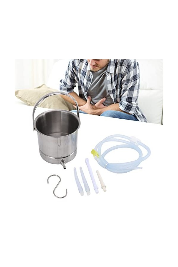 Kit de Lavement - Acier Inoxydable Capacité de 1.6L Seau Idéal pour Le Café à Domicile Ou Nettoyage du Côlon par leau et Les