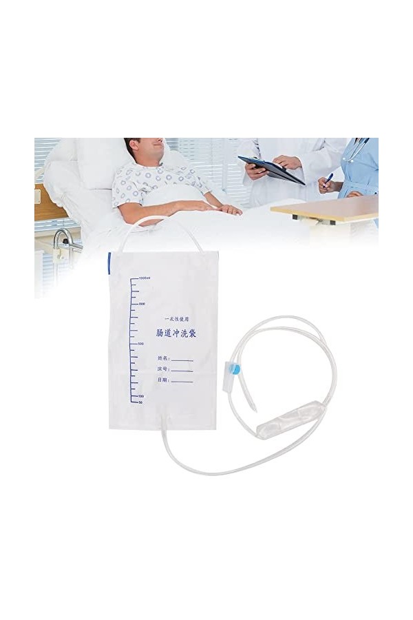 20pcs Sac de Lavement Jetable Lavage Intestinal Nettoyage Détox pour Hôpital Ménage un Usage Domestique Colon Kit Embout Débi