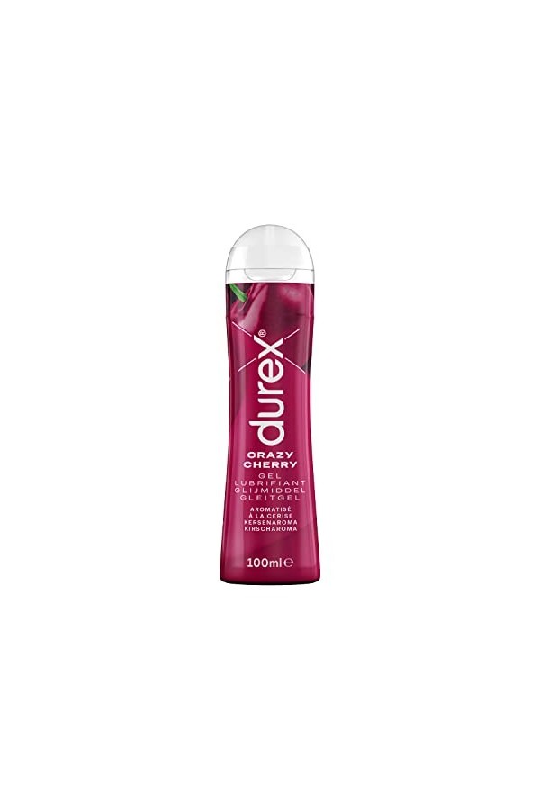 Durex Gel Lubrifiant Crazy Cherry - Goût Cerise - Lubrifiant à Base dEau - 100 ml, Transparent, 100 ml Lot de 1 