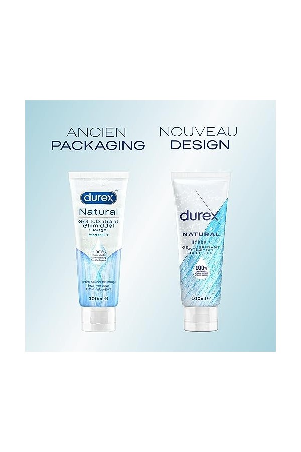 Durex - Gel Lubrifiant 100% dorigine Naturel - Hydratant à lAcide Hyaluronique - 100ml