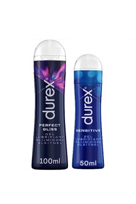 Durex - Lot de 2 Gels Lubrifiants intimes sexuels Sensitive 50ml - Perfect Gliss Lubrifiant Anal Silicone 100ml