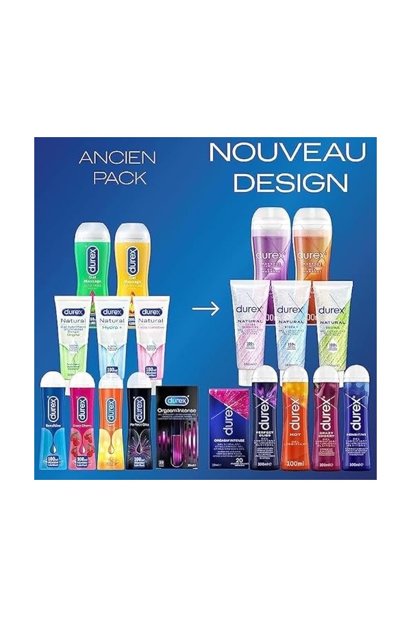 Durex - Lot de 2 Gels De Massage Lubrifiants Douceur À Base DEau - 2 en 1 - Aux Extraits dAloe Vera & dYlang Ylang - Lot d