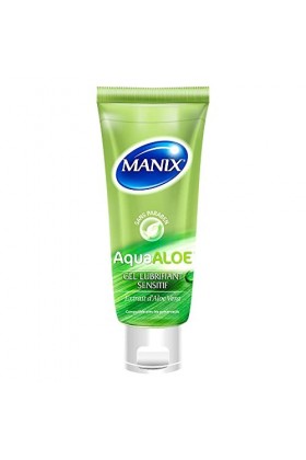 Manix Aquaaloe : Gel Lubrifiant Sensitif 80ml à Base DAloe Vera / Compatible avec les Préservatifs