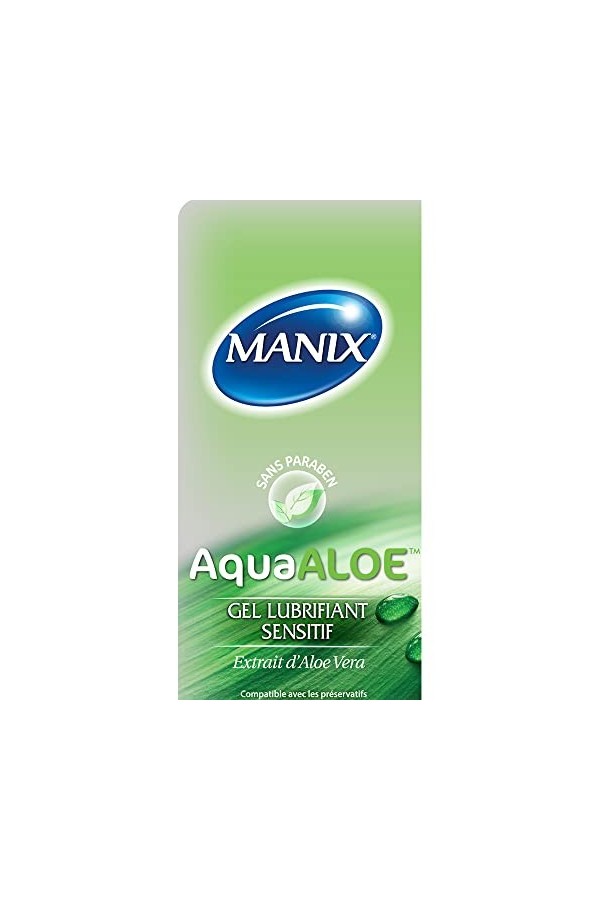 Manix Aquaaloe : Gel Lubrifiant Sensitif 80ml à Base DAloe Vera / Compatible avec les Préservatifs