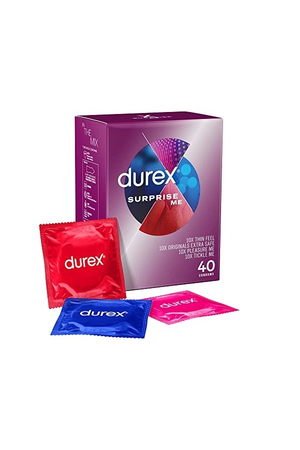 Durex Surprise Me Préservatifs variété&nbsp;–&nbsp;Lot de 40