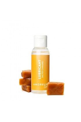 Amorelie Care - Gel Lubrifiant Sexuel à Base dEau 50 ml - Comestible au Goût de Caramel Salé - Hydratant, Formule Non-coll