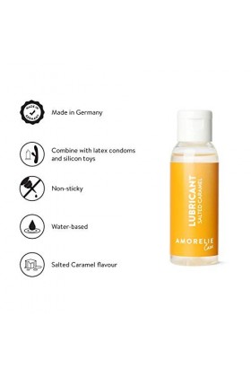 Amorelie Care - Gel Lubrifiant Sexuel à Base dEau 50 ml - Comestible au Goût de Caramel Salé - Hydratant, Formule Non-coll