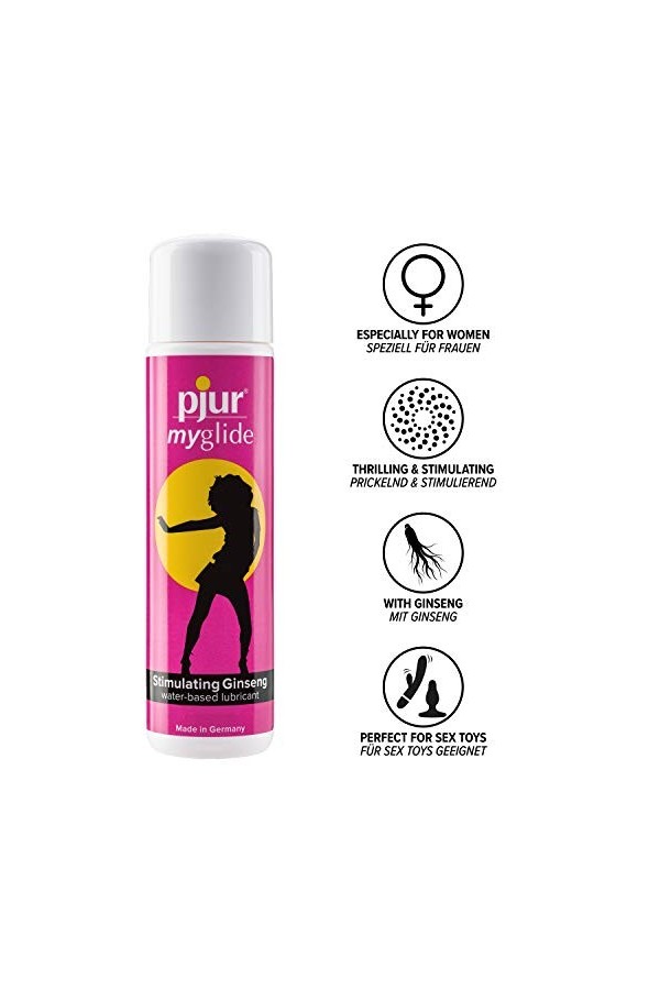 pjur myglide - Lubrifiant à base deau - au ginseng pour stimuler la femme - pour une expérience sexuelle pétillante 30ml 