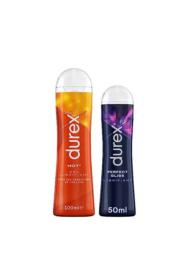Durex Gels Lubrifiants Sexuels - Hot Chauffant Stimulant - Perfect Gliss Lubrifiant Anal 1 Gel Hot100 ml + 1 Gel Perfect Gli