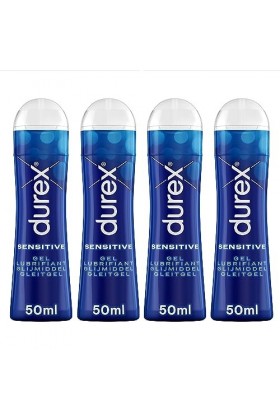 Durex - Lot de 4 Lubrifiants intimes Sensitive - Lubrifiant comestible à base deau - 4x50ml