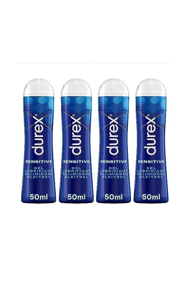 Durex - Lot de 4 Lubrifiants intimes Sensitive - Lubrifiant comestible à base deau - 4x50ml