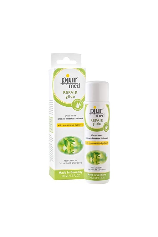 pjur med REPAIR glide - Gel lubrifiant médical à base deau - Au hyaluron pour la régénération des peaux sèches et sollicitée