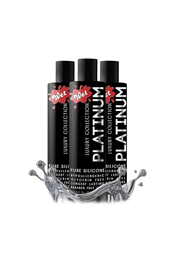 Wet Wet Platinum Premium Silicon Lubricant, 3.1 oz Pack of 3 by Wet