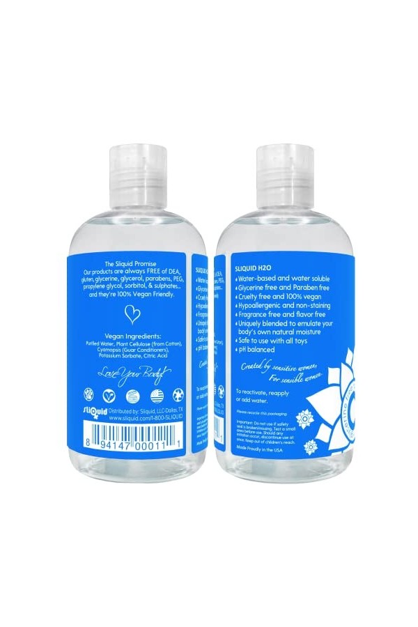 Sliquid H2O Original Glycerin and Paraben Free Lubricant 255ml