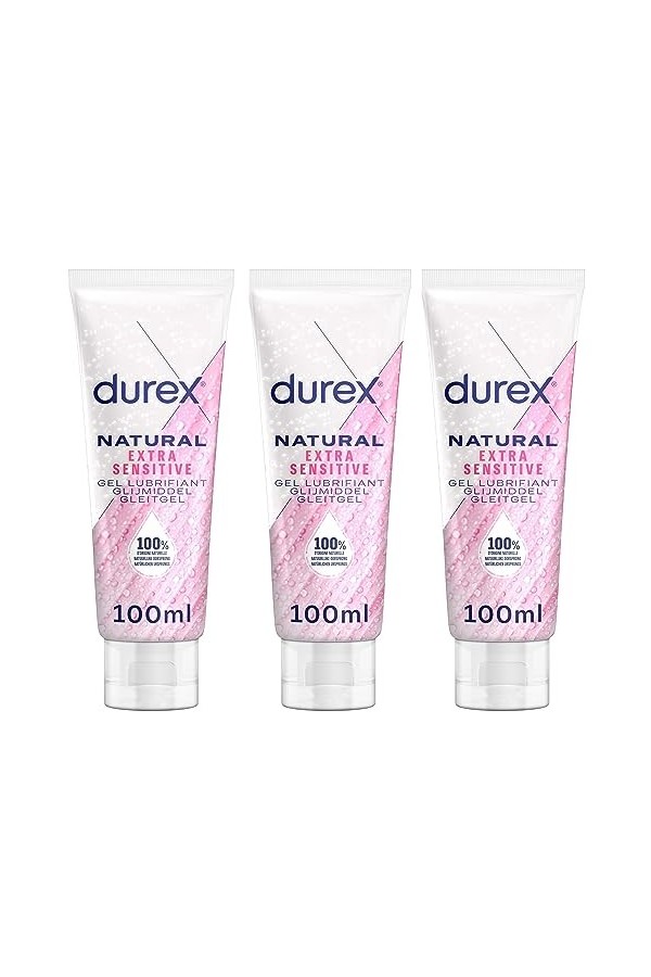 Durex - Gel Lubrifiant 100% dorigine Naturel – Extra Sensitive à lAloe Vera - 100ml 300 ml 