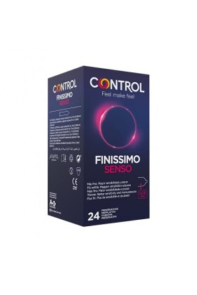 Control Préservatifs Finissimo Senso. Boîte Pack économise 24 préservatifs plus fins, plus de sensibilité, lubrifiés, sexe sû