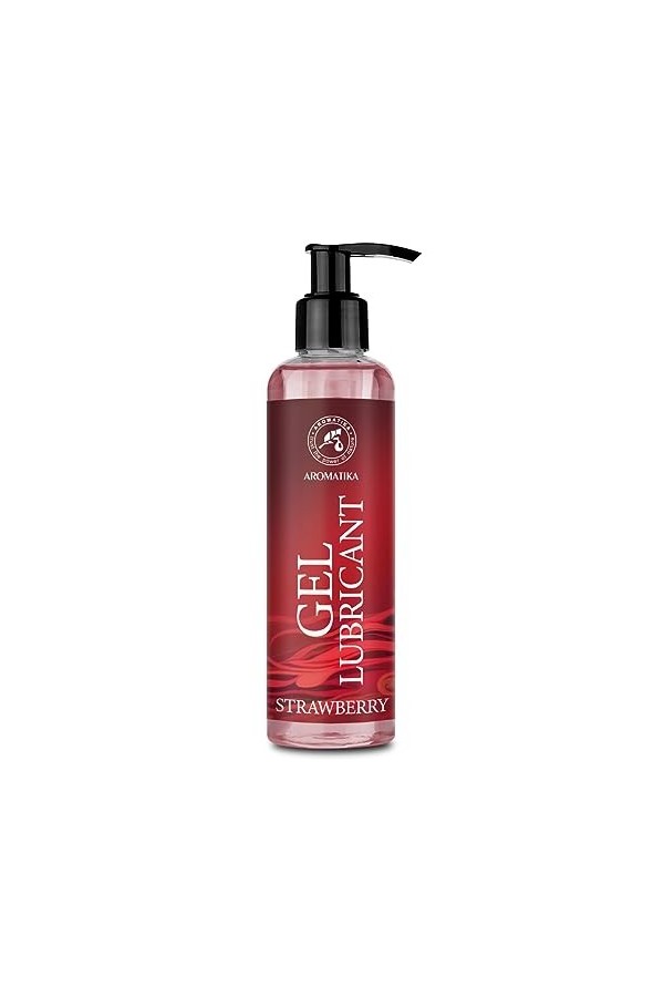 Gel Lubrifiant 200ml - Gel à Base deau - Lubrifiant doux pour couples - Parfum de Fraise - Gel Sensuel - Détente et Plaisir