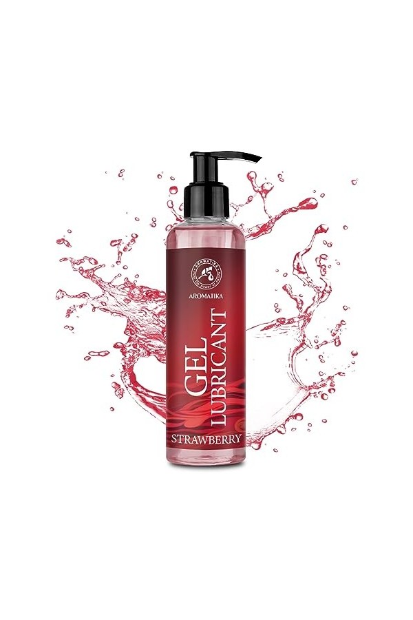 Gel Lubrifiant 200ml - Gel à Base deau - Lubrifiant doux pour couples - Parfum de Fraise - Gel Sensuel - Détente et Plaisir