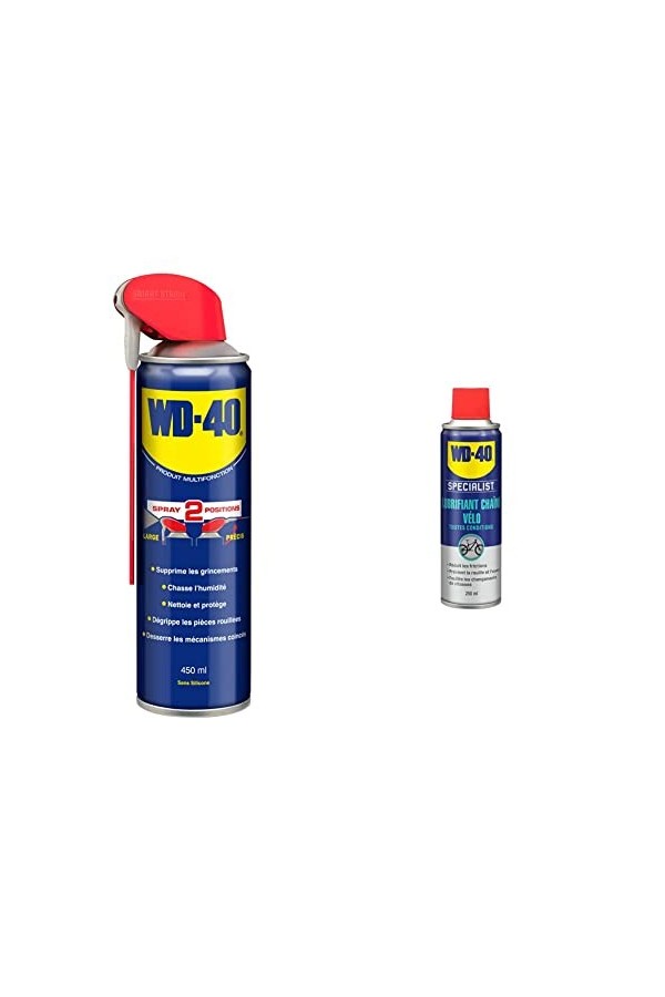 WD-40 • Produit Multifonction • Spray Double Position • Sans Silicone • 450 ml & Bike • Lubrifiant Chaîne Toutes Conditions •