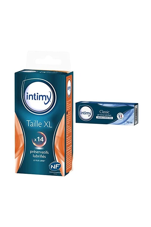INTIMY - Préservatifs taille XL, x14 - Préservatifs Lubrifiés Avec Réservoir - Surface Lisse - Latex de Qualité Supérieure & 