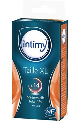 INTIMY - Préservatifs taille XL, x14 - Préservatifs Lubrifiés Avec Réservoir - Surface Lisse - Latex de Qualité Supérieure & 
