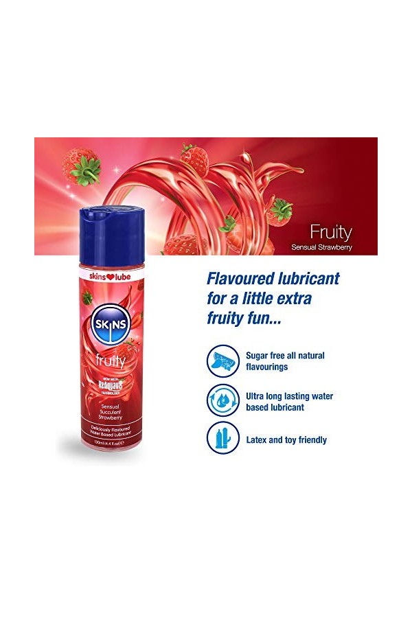 B0853VCD8G Lubrifiant à base deau aromatisé à la fraise pour la santé sexuelle compatible avec les préservatifs avec techn