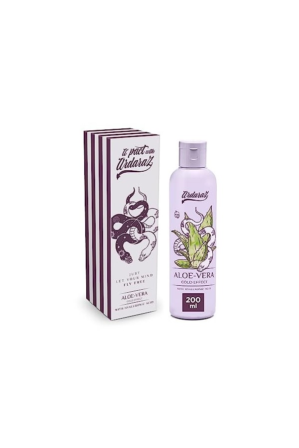 ARDARAZ Gel Lubrifiant à base deau effet fraîcheur avec de lAloe Vera et de lAcide Hyaluronique. 2 en 1 Gel de massage cor
