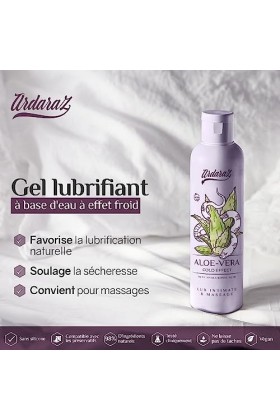 ARDARAZ Gel Lubrifiant à base deau effet fraîcheur avec de lAloe Vera et de lAcide Hyaluronique. 2 en 1 Gel de massage cor