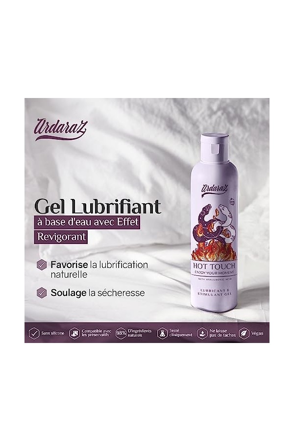 ARDARAZ Gel lubrifiant à base deau à effet froid et chaud, enrichi en Acide Hyaluronique. Hot Touch 200 ml