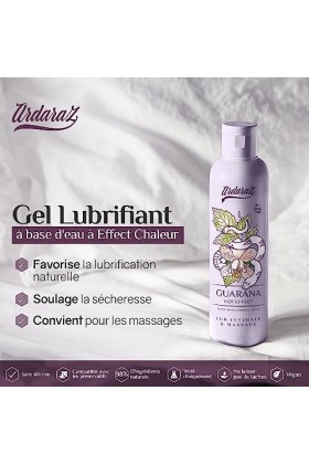 ARDARAZ Gel Lubrifiant à base deau effet chaud avec Guarana et Acide Hyaluronique. 2 en 1 Gel massage corporel et lubrifiant