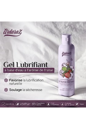 ARDARAZ Gel lubrifiant à base deau avec extrait de Fraise et Acide Hyaluronique. 200 ml