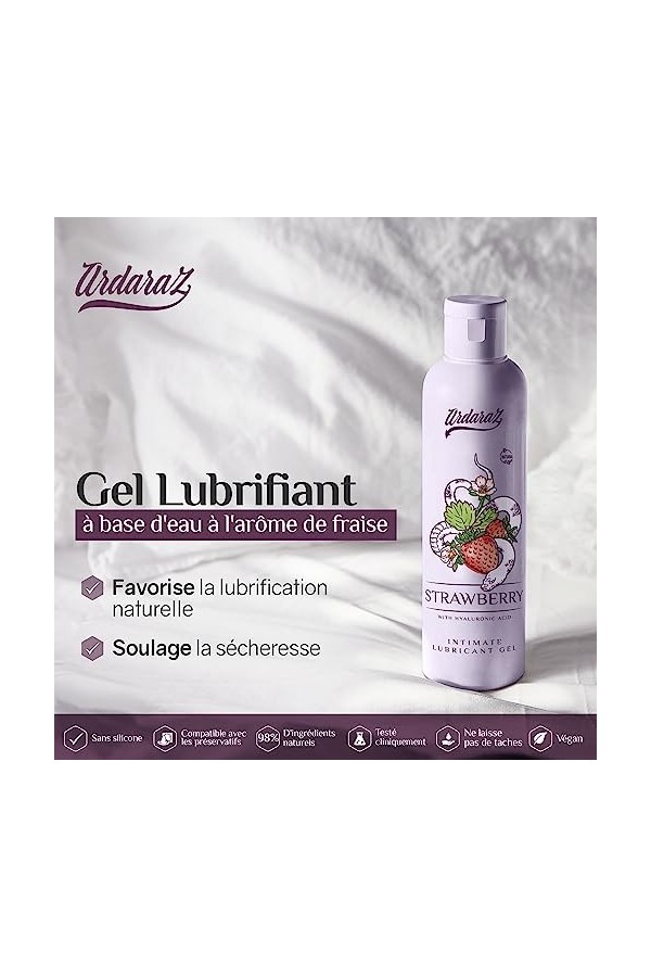 ARDARAZ Gel lubrifiant à base deau avec extrait de Fraise et Acide Hyaluronique. 200 ml