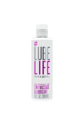 Lube Life Massage et lubrifiant 2 en 1 à base deau et dhuile de noix de coco, lubrifiant de massage de 8 oz pour hommes, fe