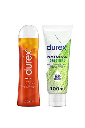 Durex - Lot de 2 Gels Lubrifiants Intimes - Hot Effet Chauffant Stimulant 100ml - Lubrifiant Naturel Original à base deau 10