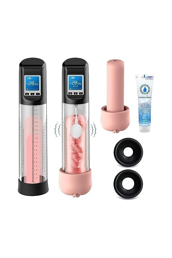 Pompe Pénis Automatique,Pompes à Pénis Électrique avec 6 dAspiration&9 Intensités de Vibration，Extenseur de Pénis, Jouets Se