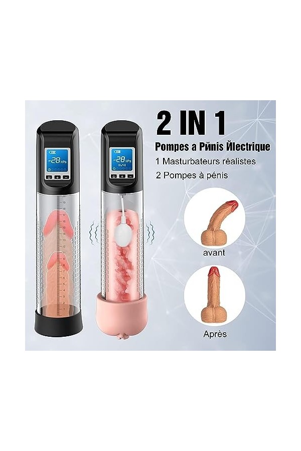 Pompe Pénis Automatique,Pompes à Pénis Électrique avec 6 dAspiration&9 Intensités de Vibration，Extenseur de Pénis, Jouets Se