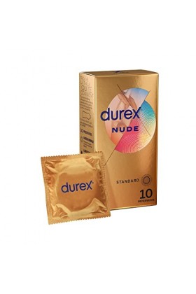 Durex NUDE - 10 Préservatifs pour Homme - Ultra Fins - Sensation Peau Contre Peau