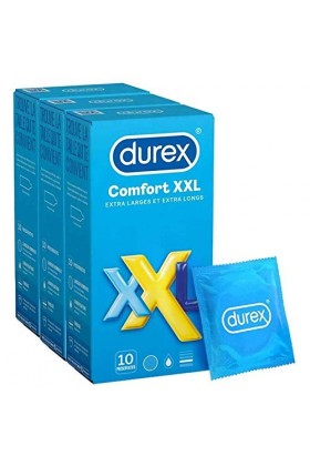 DUREX Préservatifs Comfort XXL - Préservatifs Extra Larges et Extra Longs - 10 pièces 30 Préservatifs Comfort XXL 