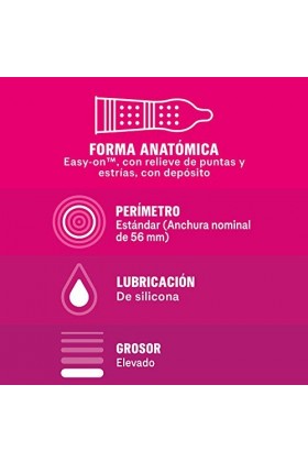 Durex Dame Plaisir Préservatifs Estriés 48 Préservatifs avec Estrias, 12 unités - Pack de 4