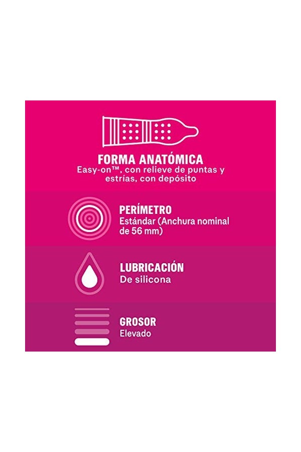 Durex Dame Plaisir Préservatifs Estriés 48 Préservatifs avec Estrias, 12 unités - Pack de 4