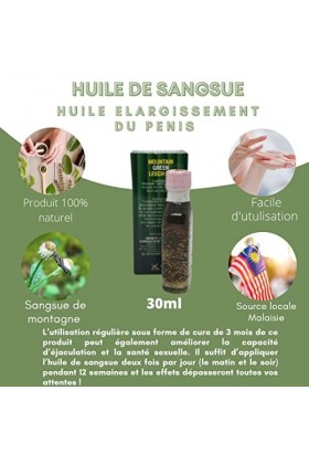 Huile de sangsue 100% naturel malaisie retardant pour homme - désensibilisant pour améliorer et prolonger la durée - Évitez l