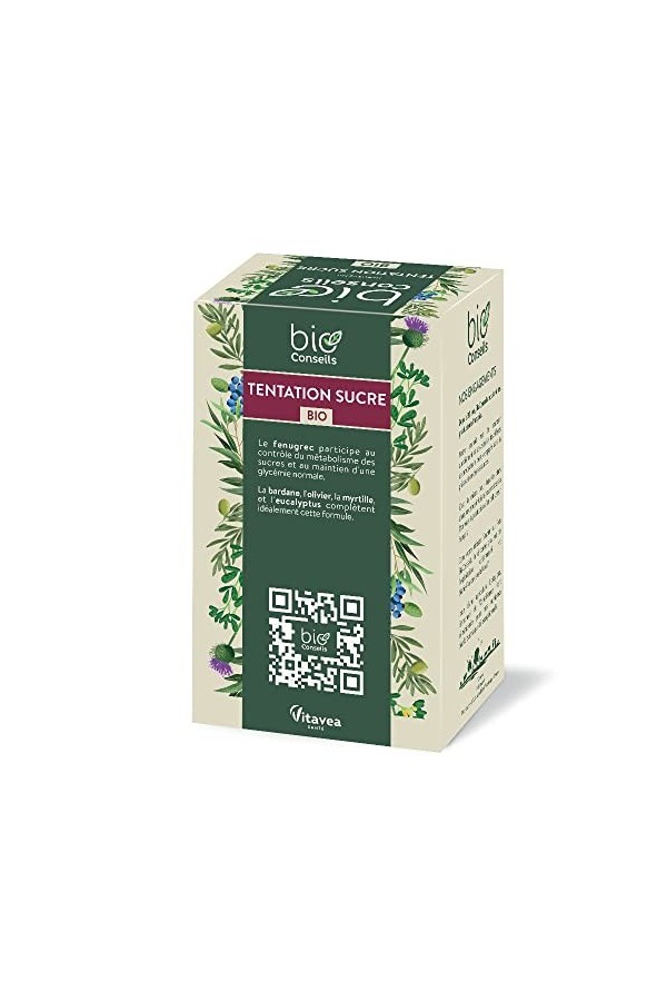 BioConseils - Infusion bio régulation sucre - fenugrec myrtille eucalyptus bardane olivier - 20 sachets