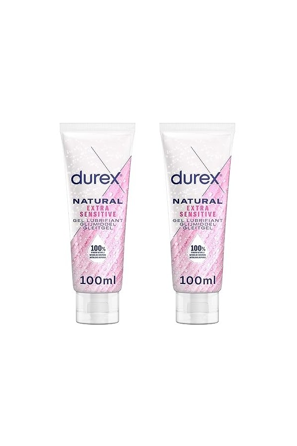 Durex - Gel Lubrifiant 100% dorigine Naturel – Extra Sensitive à lAloe Vera - 100ml 200 ml 