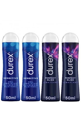 Durex Gels Lubrifiants - Lot de 4 Gels 50ml 2 Gliss & 2 Sensitive 