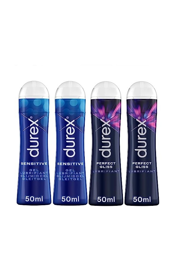Durex Gels Lubrifiants - Lot de 4 Gels 50ml 2 Gliss & 2 Sensitive 