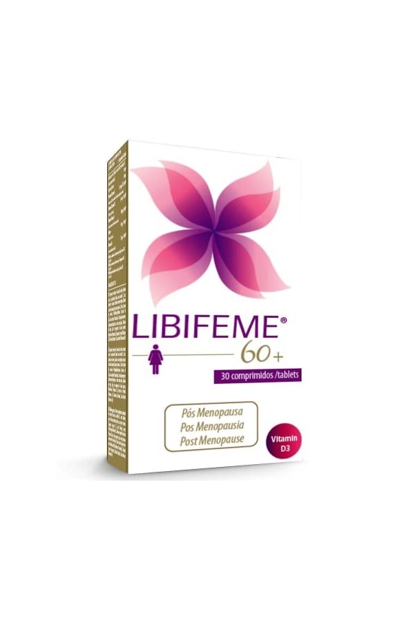LIBIFEME 60+ Complément alimentaire Post ménopause - Sans Phytoestrogènes - Spécial Femme Mature - Pour secheresse intime vag
