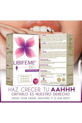 LIBIFEME 60+ Complément alimentaire Post ménopause - Sans Phytoestrogènes - Spécial Femme Mature - Pour secheresse intime vag