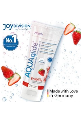 JOYDIVISION AQUAglide Lubrifiant Fraise 100 ml I Lubrifiant à base deau I Lubrifiant premium avec goût & parfum I Lubrifiant