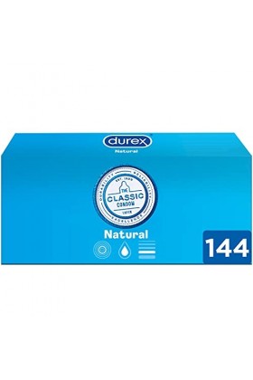 Durex Préservatifs Natural Slim Fit pour confort et sécurité, 144 préservatifs petite taille