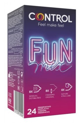 Control Fun Mix préservatifs fins, stimulants et extralubrifiés - 24 préservatifs